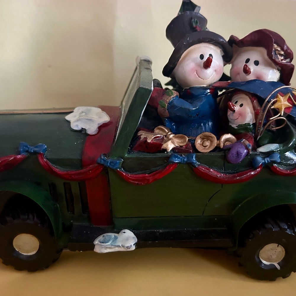 Metal Snowman ⛄️ Snowlady Couple Family Car Vintage Style Snow Tree Presents